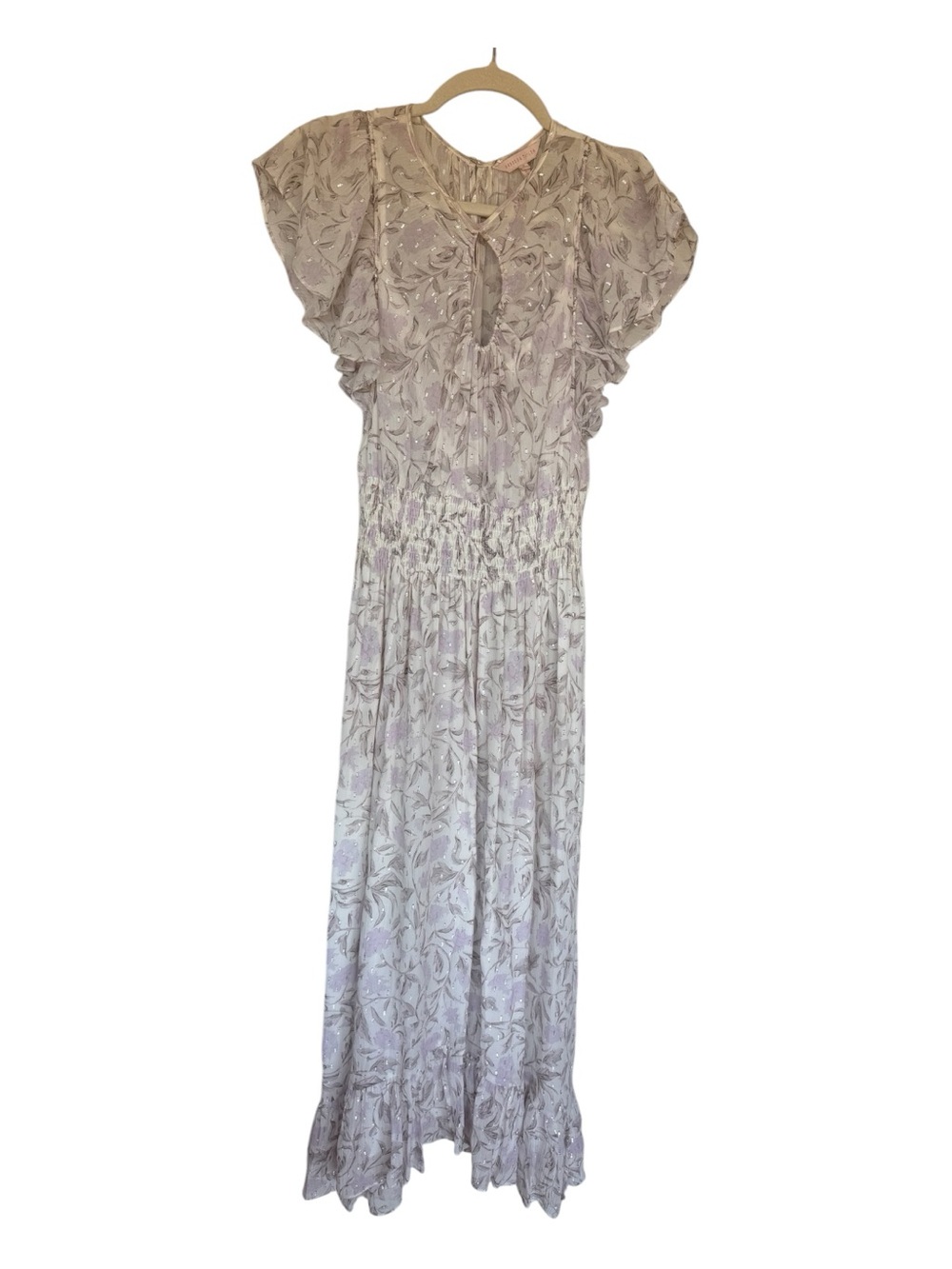 Rebecca Taylor Light Lavender Floral Maxi Dress